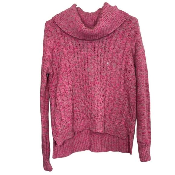 NWOT AMERICAN EAGLE PINK COWL NECK CABLE KNIT LONG SLEEVE PULLOVER SWEATER SMALL - Picture 1 of 7